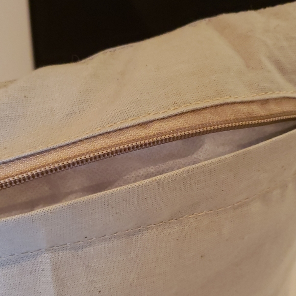 Distressed canvas pillow with leather and bronze a - Picture 4 of 4